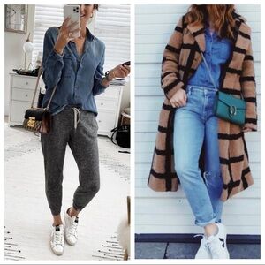 Cloth & Stone Chambray Button Front Top Sz M